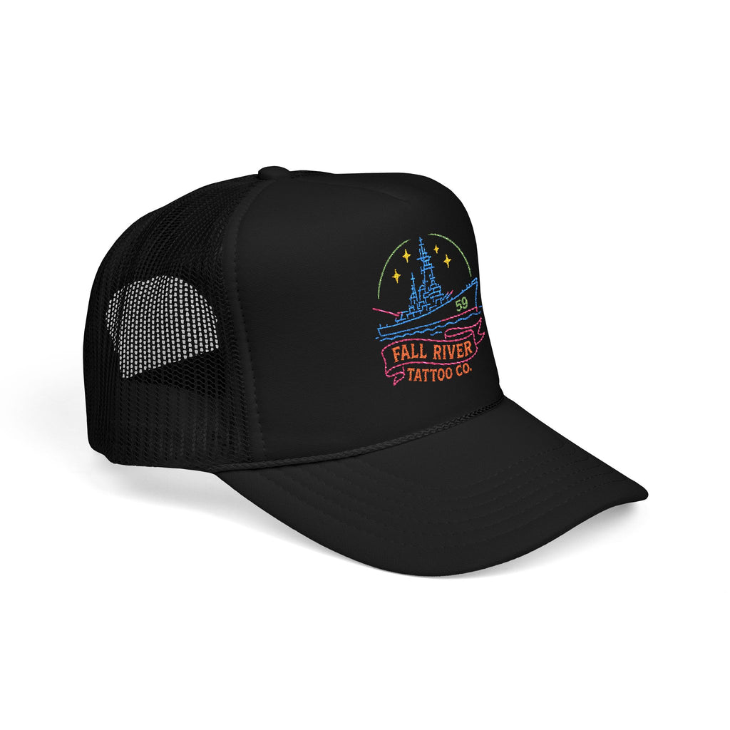 Embroidered Foam Trucker Hat - Fall River Tattoo Co., Adjustable Outdoor Cap, Unique Gift for Him, Trendy Streetwear Headwear