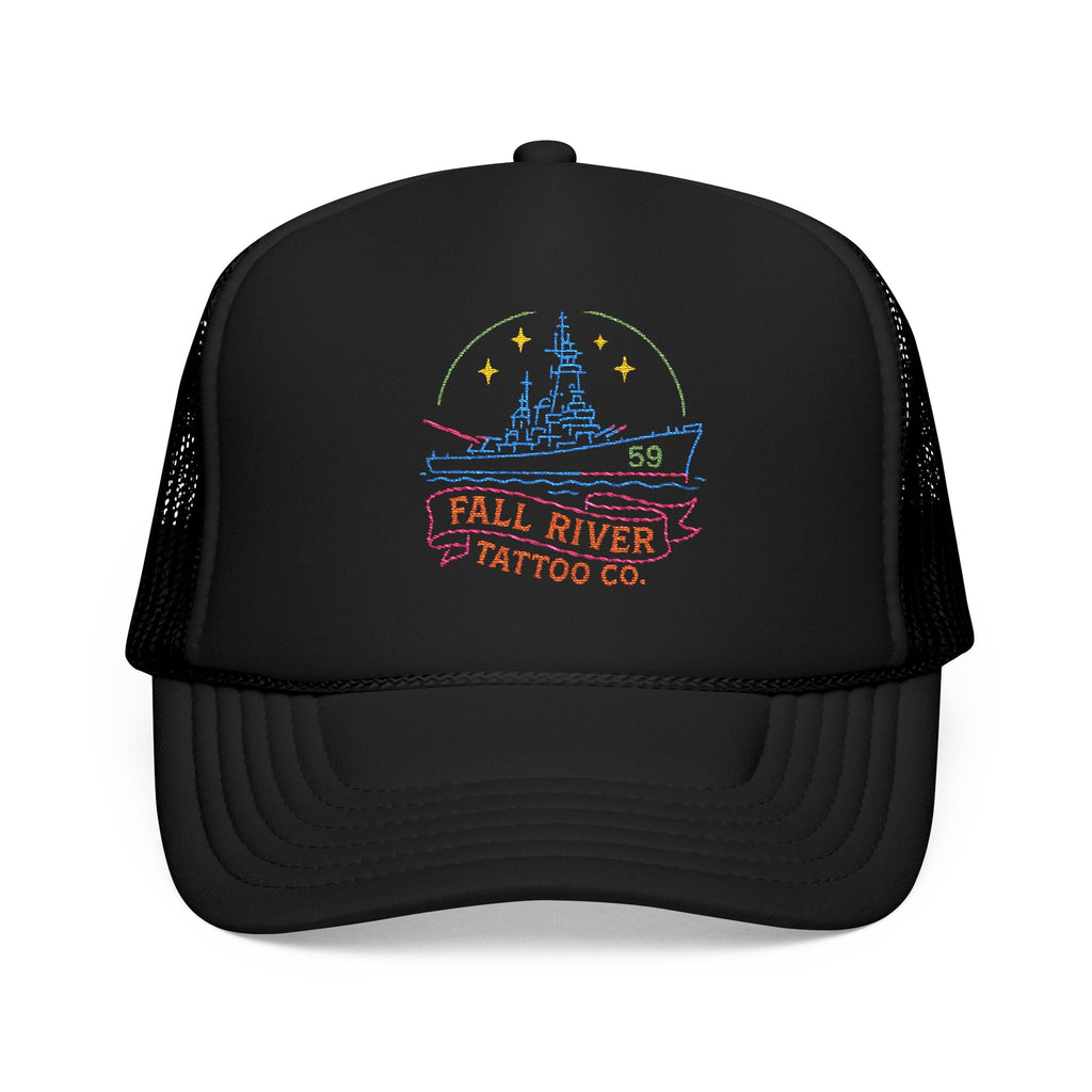 Embroidered Foam Trucker Hat - Fall River Tattoo Co., Adjustable Outdoor Cap, Unique Gift for Him, Trendy Streetwear Headwear