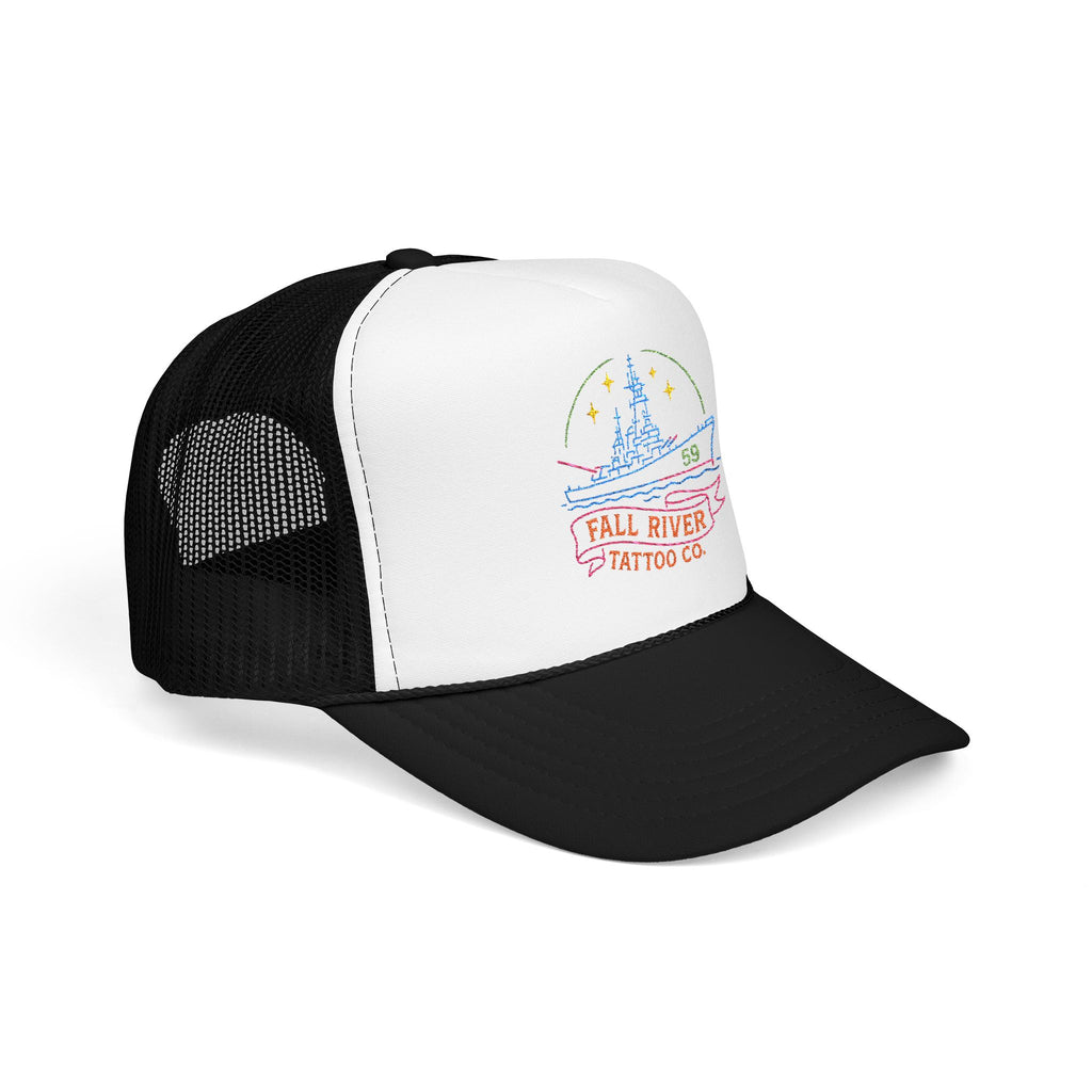 Embroidered Foam Trucker Hat - Fall River Tattoo Co., Adjustable Outdoor Cap, Unique Gift for Him, Trendy Streetwear Headwear